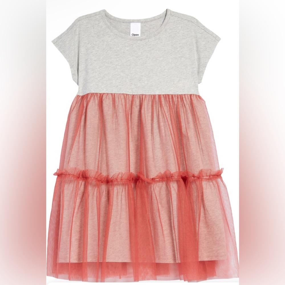 Open Edit Tiered Mesh Overlay Dress
